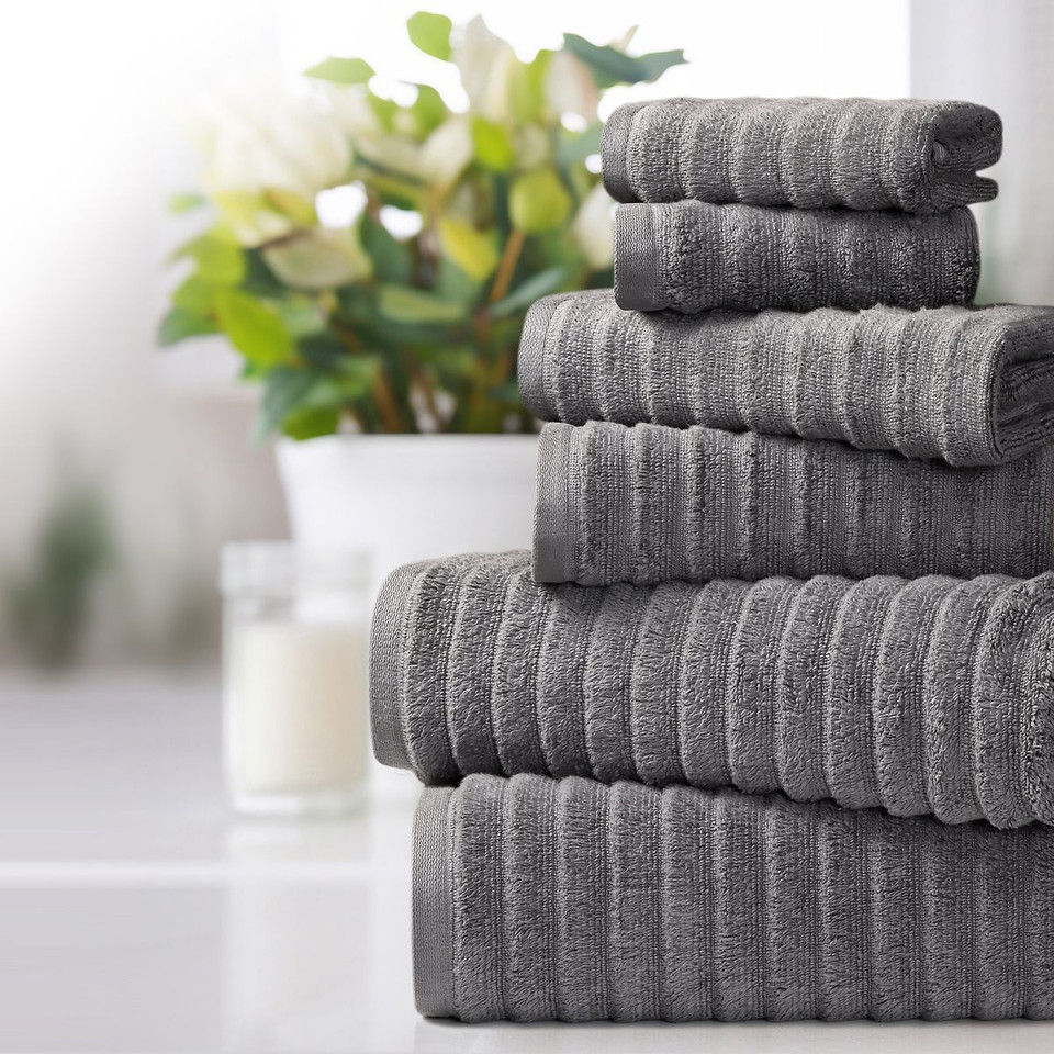 Bibb Home Ribbed Egyptian Cotton Towels (Set of 6) product image
