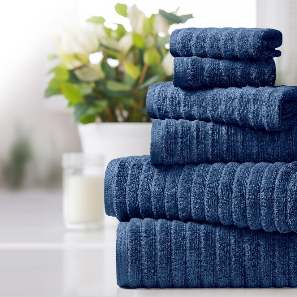 Bibb Home Ribbed Egyptian Cotton Towels (Set of 6) product image
