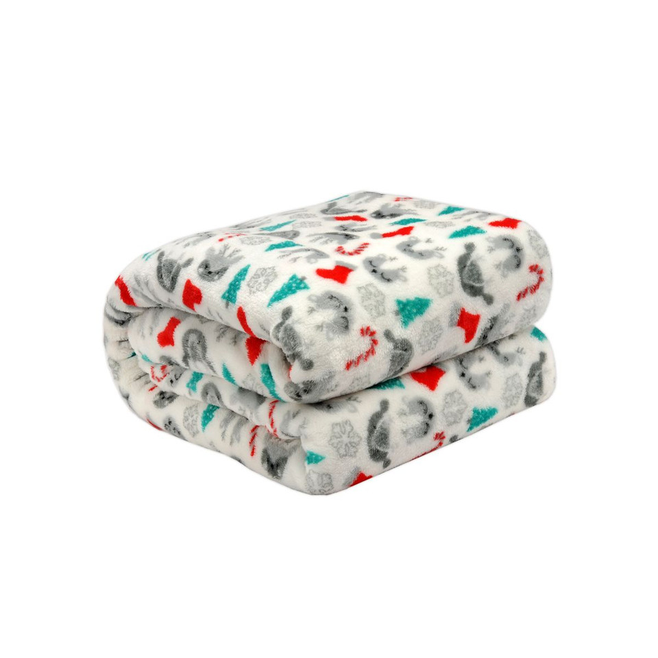 Kathy Ireland Holiday Print Plush Flannel Throw Blanket product image