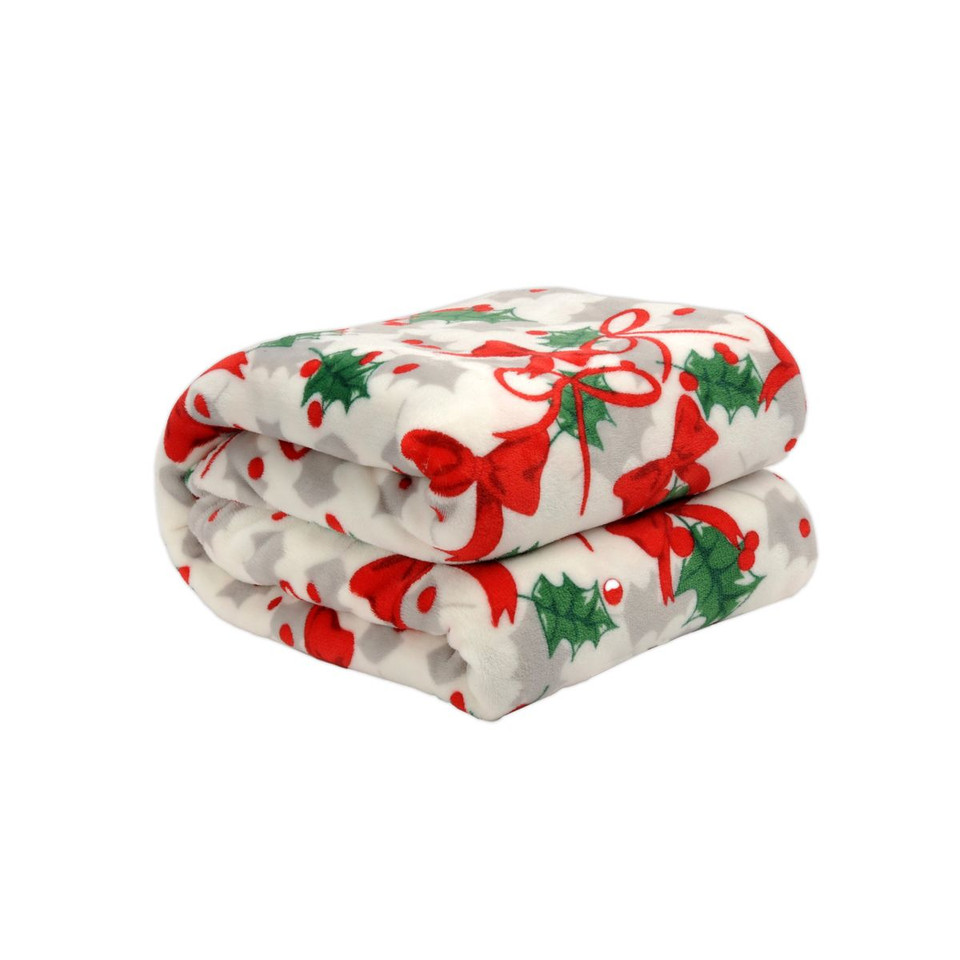 Kathy Ireland Holiday Print Plush Flannel Throw Blanket product image