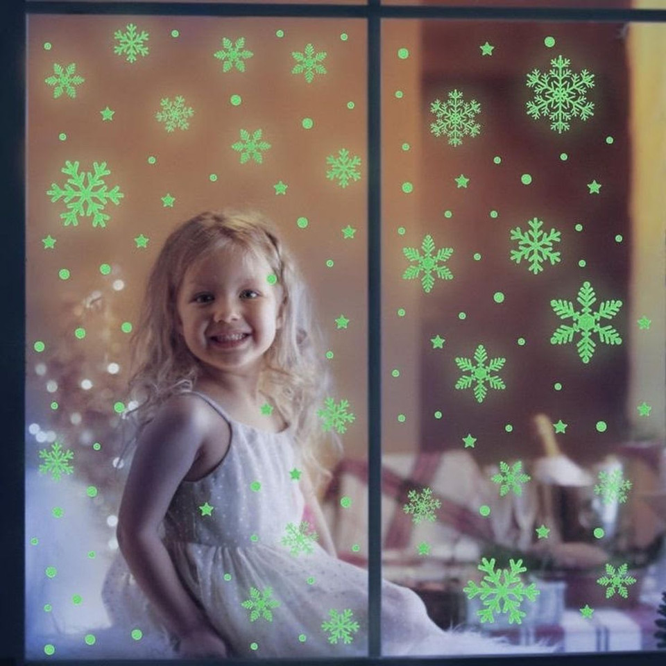 Glow-in-the-Dark Snowflake Window Clings, 47 ct. product image
