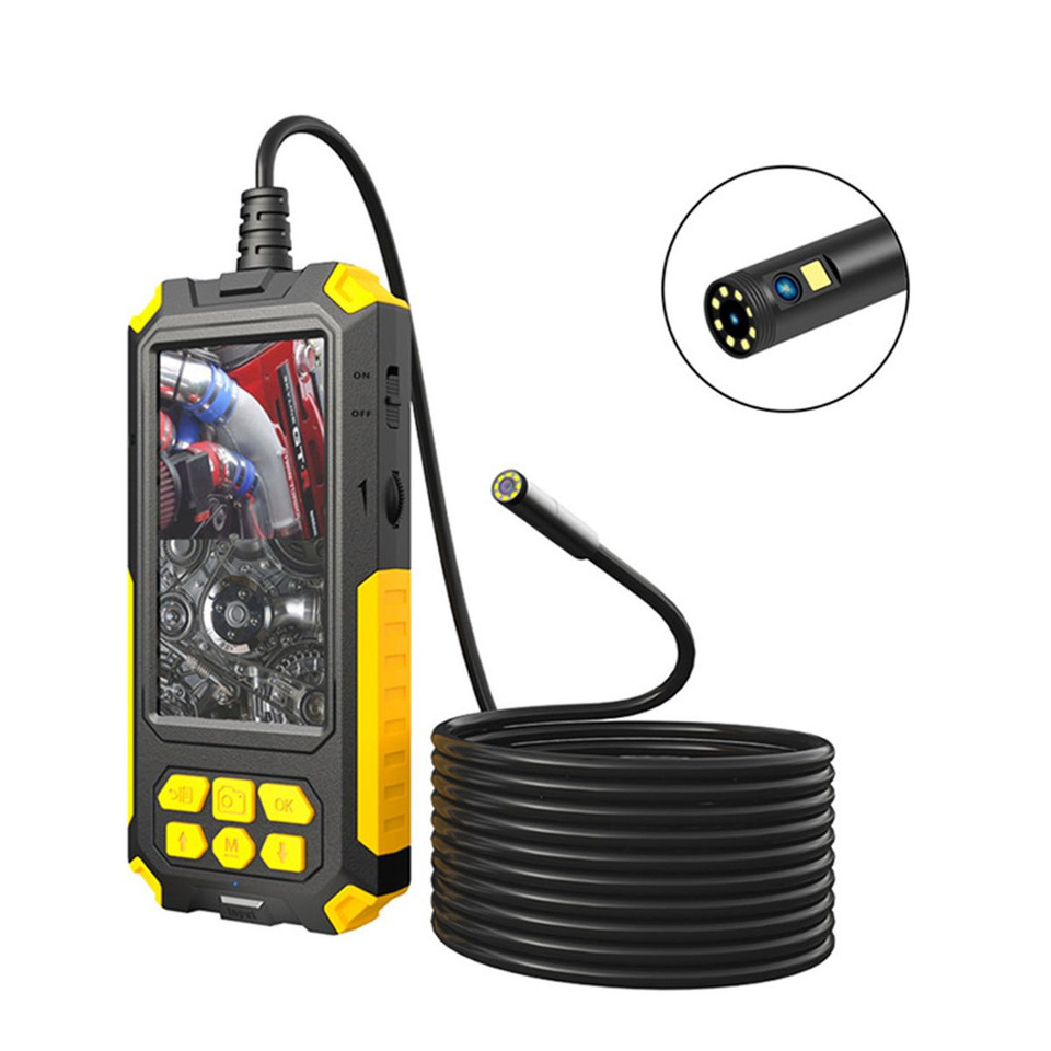 Dual Lens Industrial Endoscope Camera with Light, 4.5 Inch IPS Screen, 1080P HD Borescope Inspection Camera, IP67 Waterproof Snake Camera with Semi-Rigid Cable product image