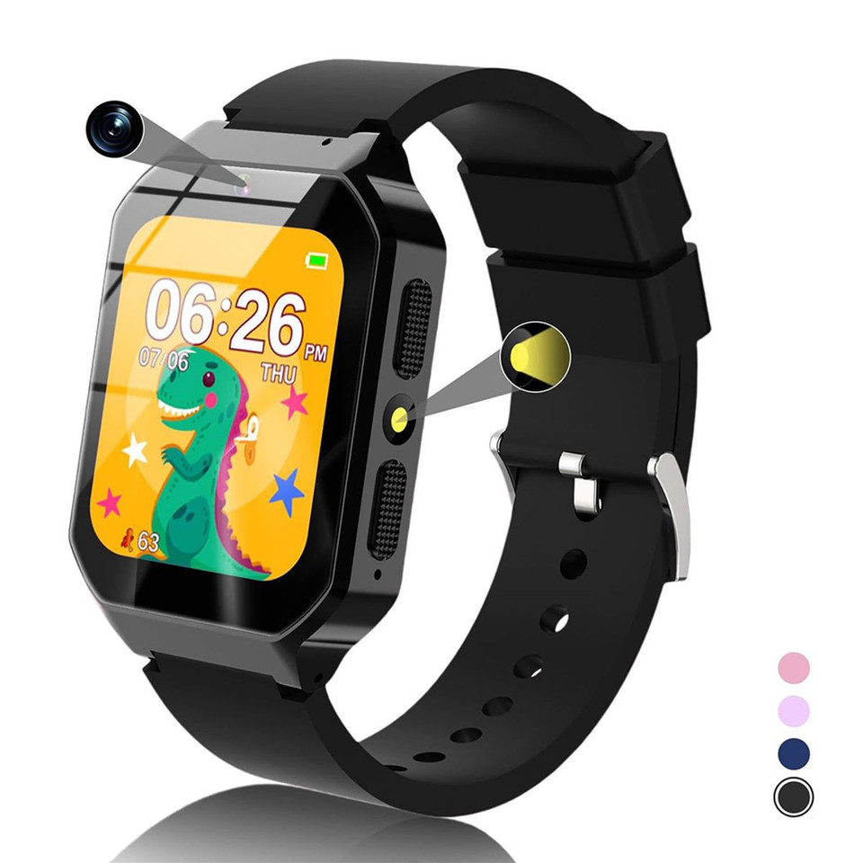 Smart Watch for Kids Ages 8-12, Smart Watch with 26 Games, Educational Toys, HD Camera, Video, Music Alarm, Audio Books, Learning Card, Flashlight (Black) product image