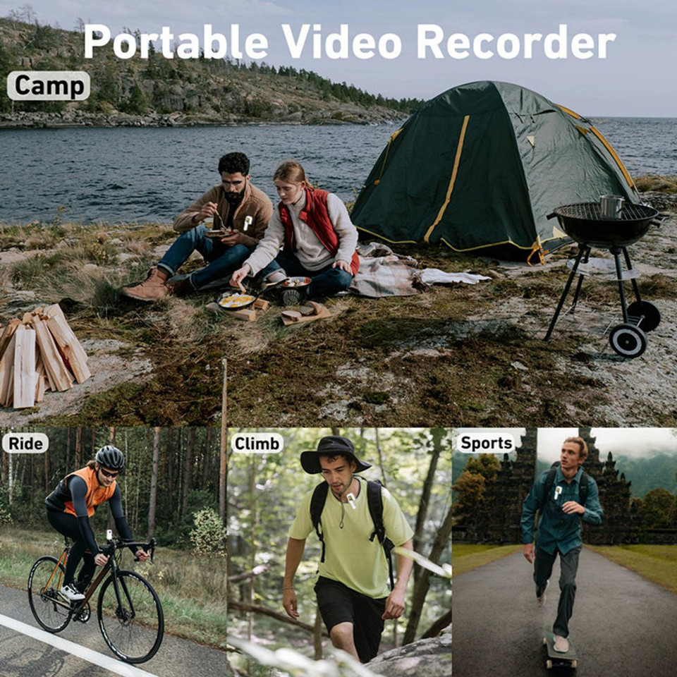 Mini 1080P Action Camera Wearable Sports Body Camera Pocket Helmet Camera Vlogging Multi-Function White product image