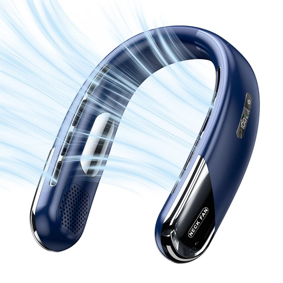 Portable Bladeless Neck Fan Personal Rechargeable Cooling Air Conditioner Hands Free Wearable Fan For Men Women Travel Blue product image