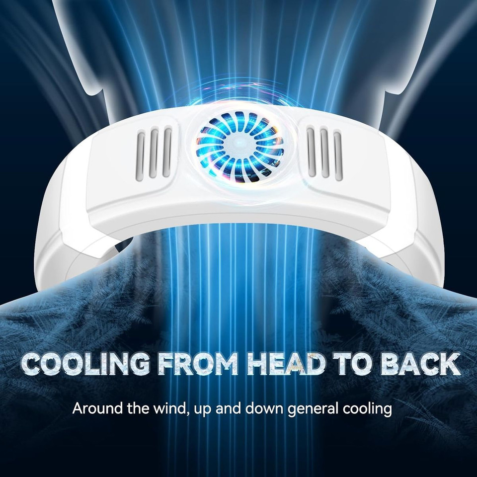 Portable Bladeless Neck Fan, Rechargeable Cooling Fan with Cooling Plate Wearable Personal Cooler for Travel Gifts Women Men (White) product image