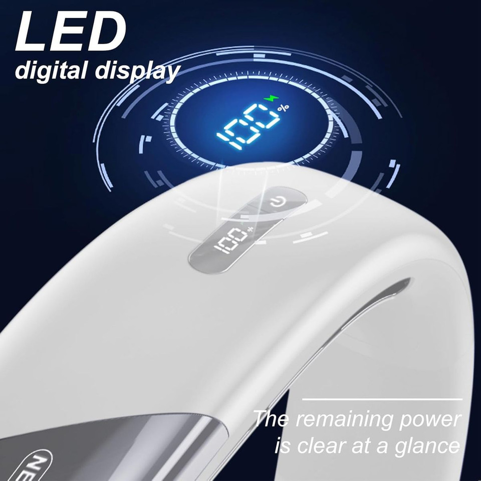 Portable Bladeless Neck Fan Personal Rechargeable Cooling Air Conditioner Hands Free Wearable Fan For Men Women Travel White product image