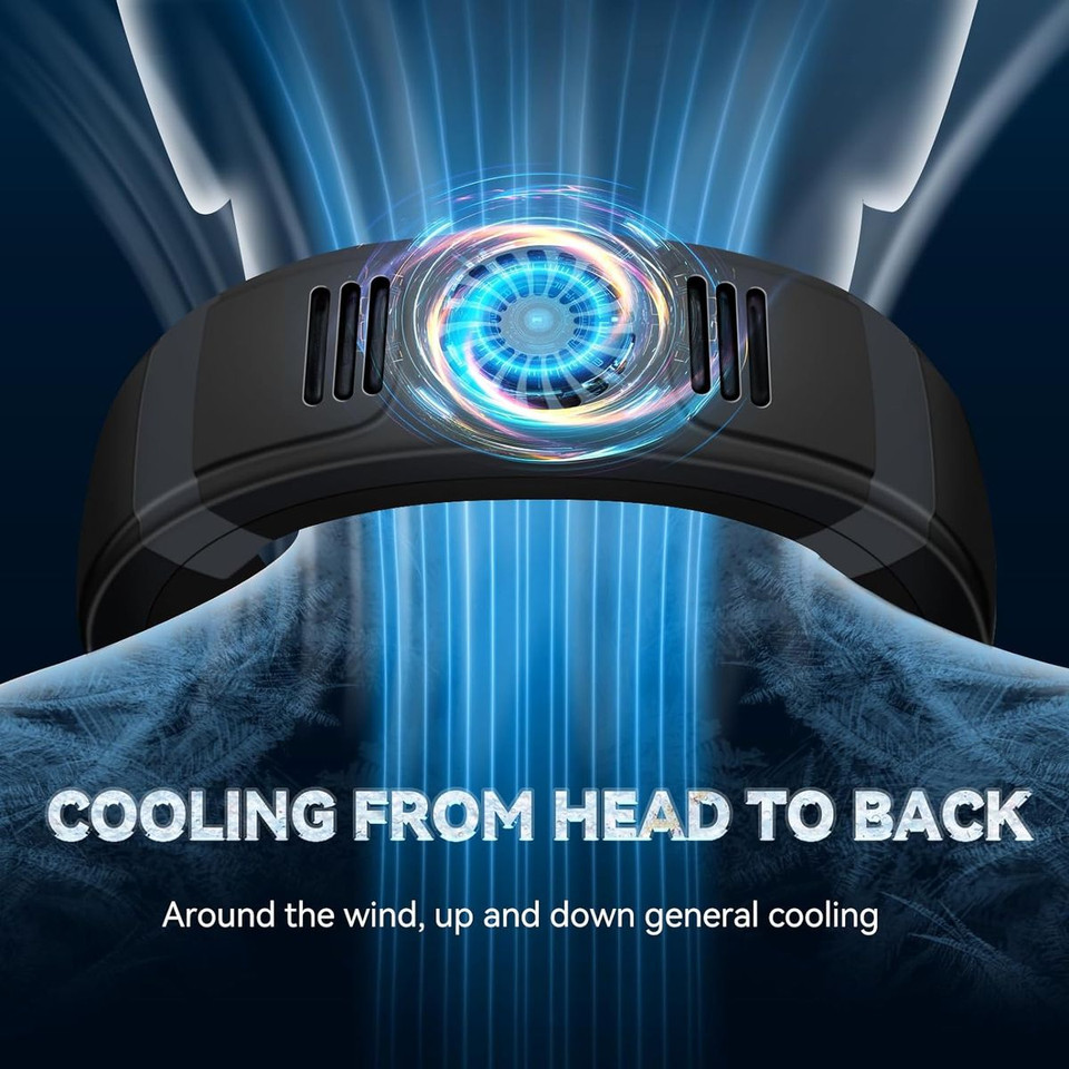 Portable Bladeless Neck Fan, Rechargeable Cooling Fan with Cooling Plate Wearable Personal Cooler for Travel Gifts Women Men (Black) product image