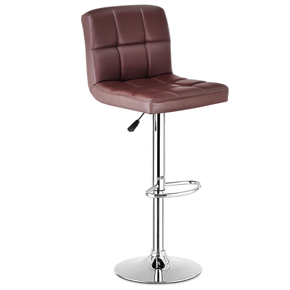 Armless PU Leather Bar Stools with Adjustable Height & Swivel Seat (2-Pack) product image
