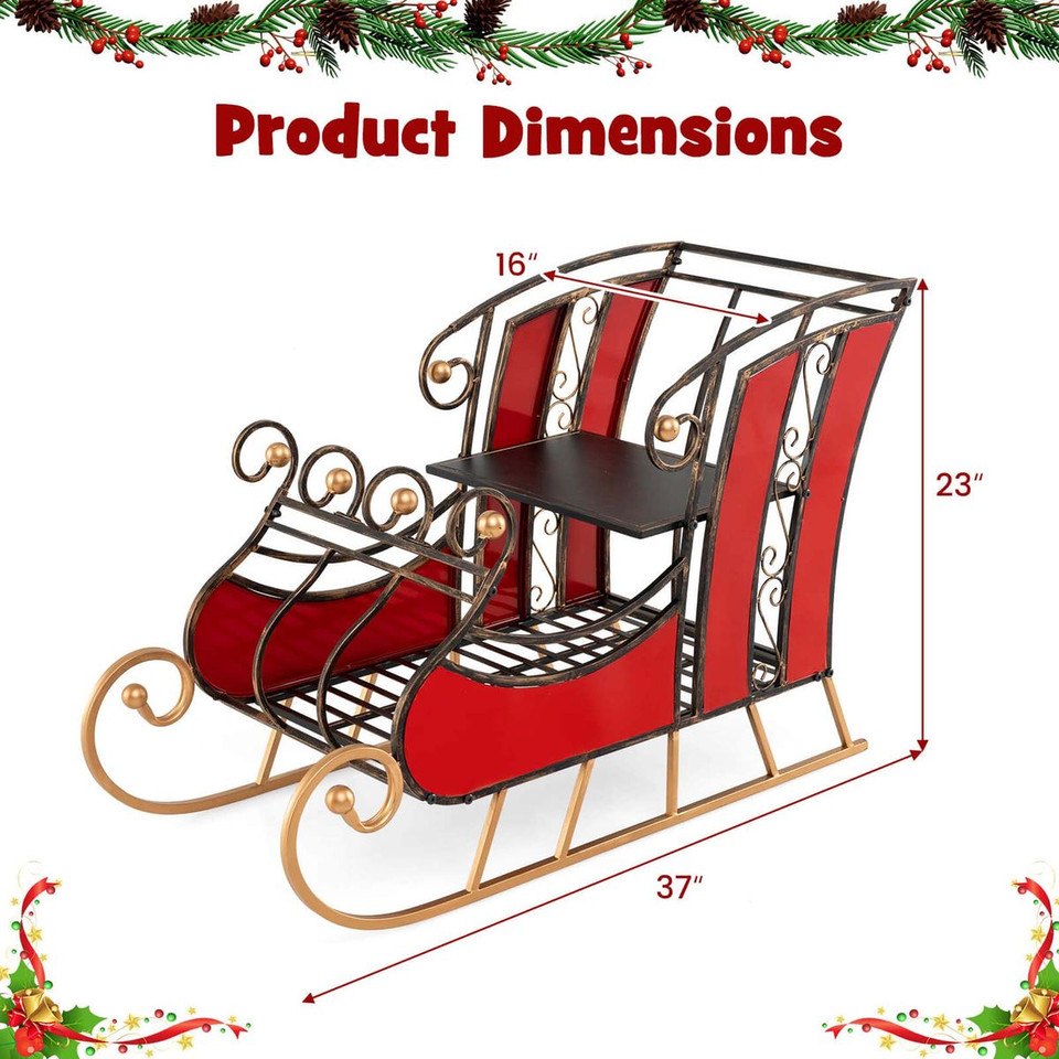 23" Christmas Santa Sleigh with 2-Tier Shelf product image