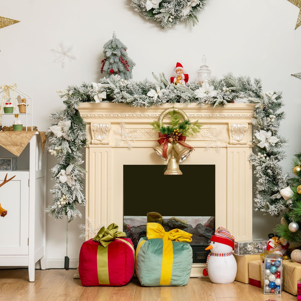 9ft Pre-lit Snowy Christmas Garland with Berries  product image