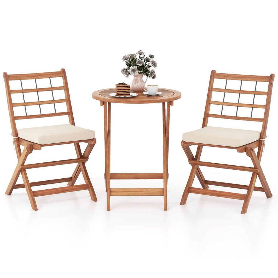 3-Piece Acacia Wood Patio Bistro Set with Table and Chairs product image