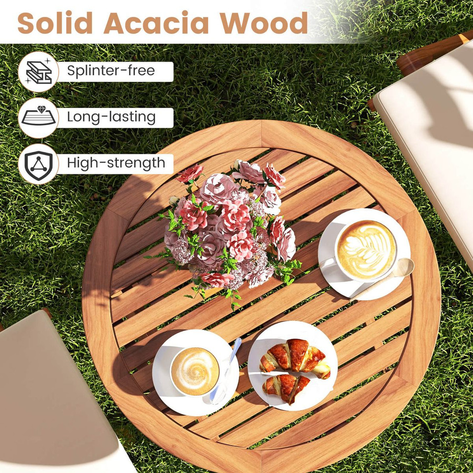 3-Piece Acacia Wood Patio Bistro Set with Table and Chairs product image