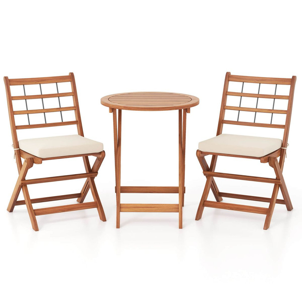 3-Piece Acacia Wood Patio Bistro Set with Table and Chairs product image