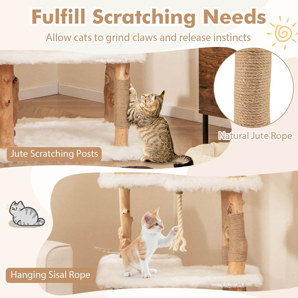 60" Tall Solid Wood Cat Tree with 2 Perches product image