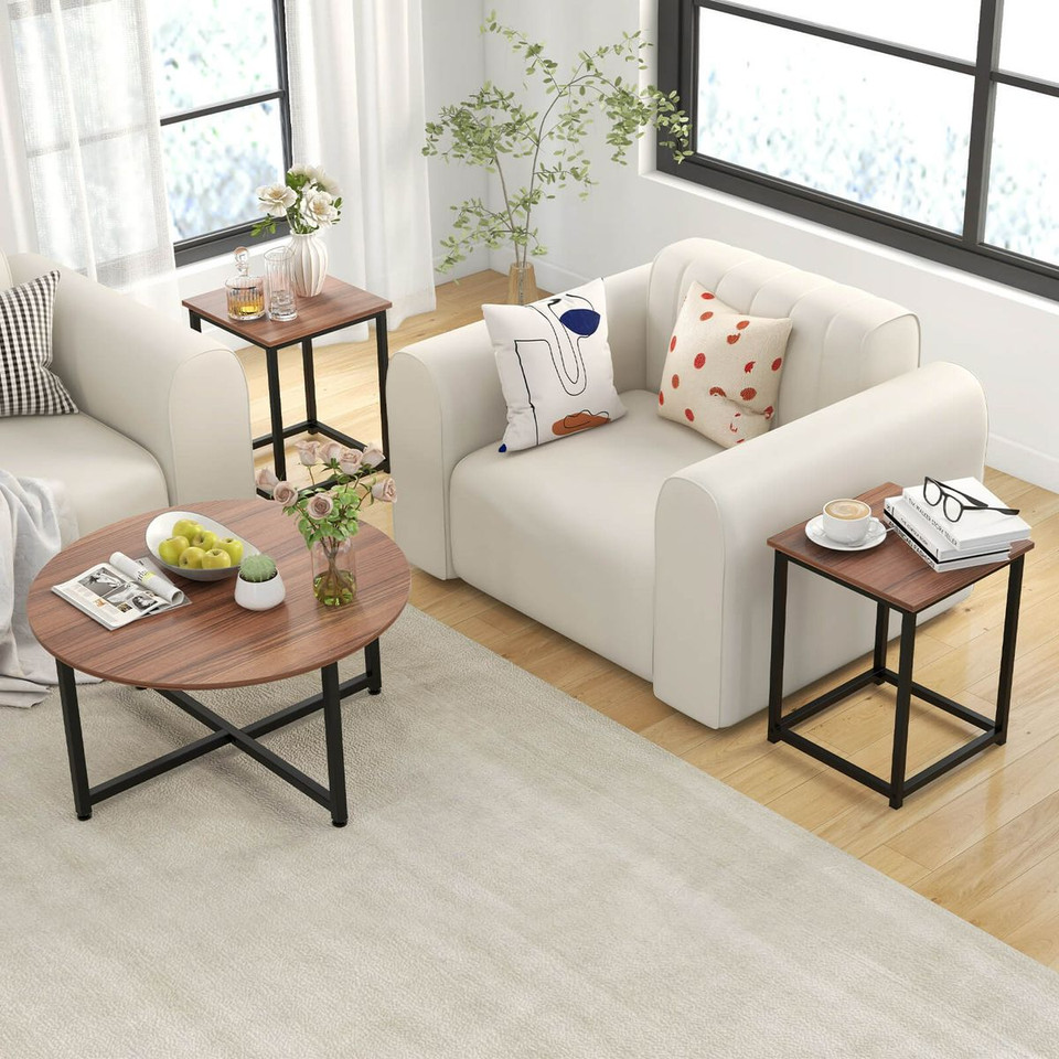 3-Piece Round Coffee Table Set with End Tables product image