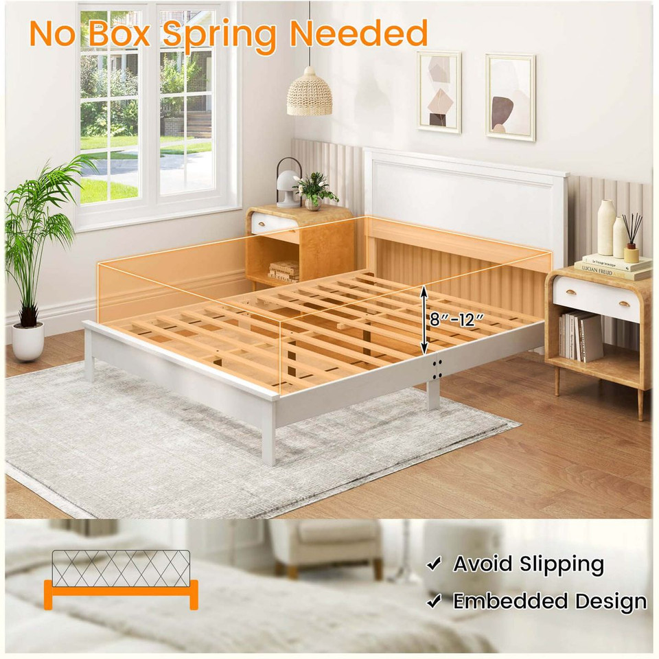 Bed Frame Platform with Slat High and Headboard product image