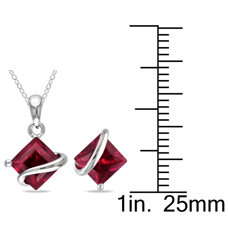 4-3/8-Carat Created Ruby Earring & Pendant Set product image