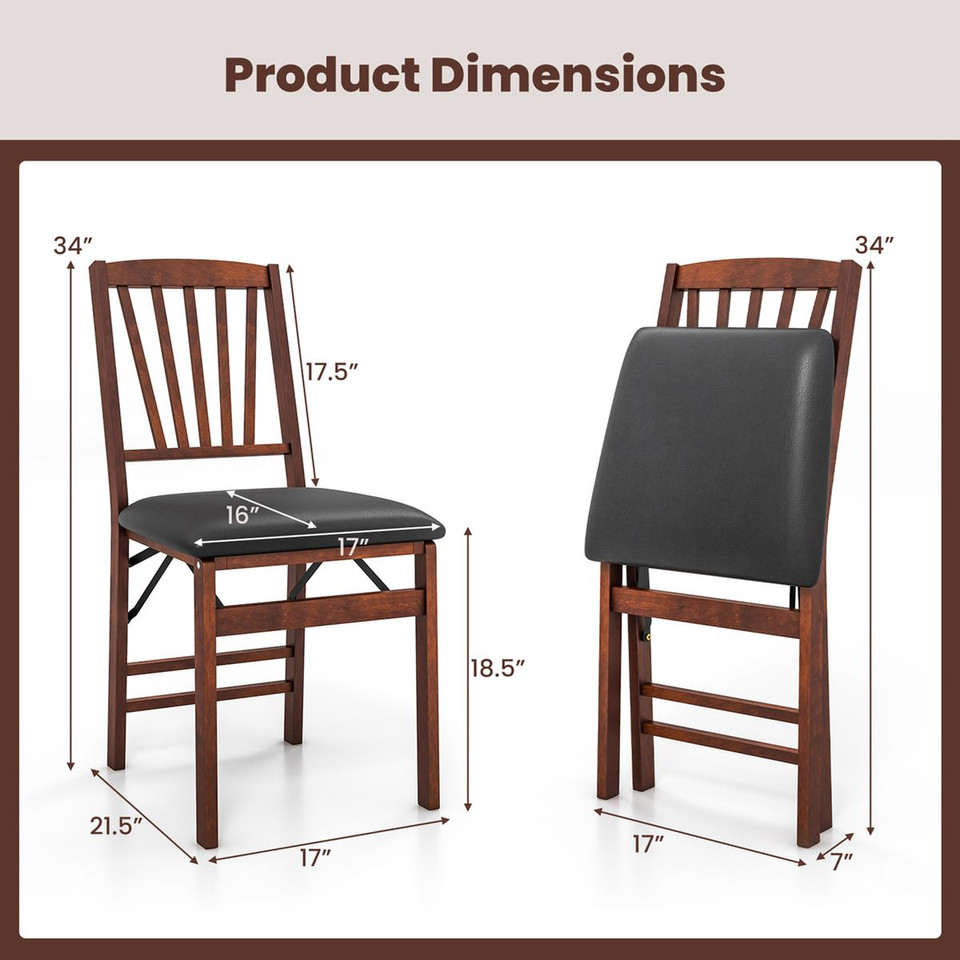 Folding Dining Chairs with PVC Padded Seat (Set of 2) product image