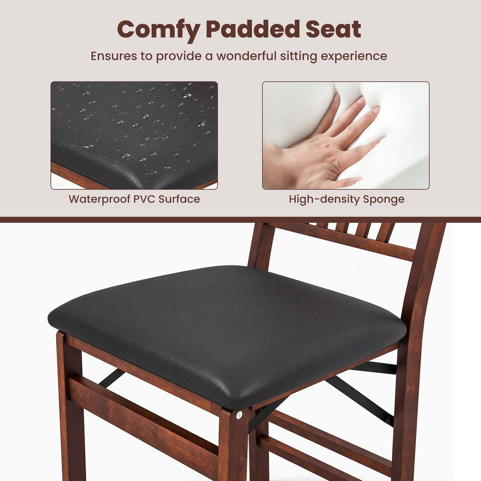 Folding Dining Chairs with PVC Padded Seat (Set of 2) product image