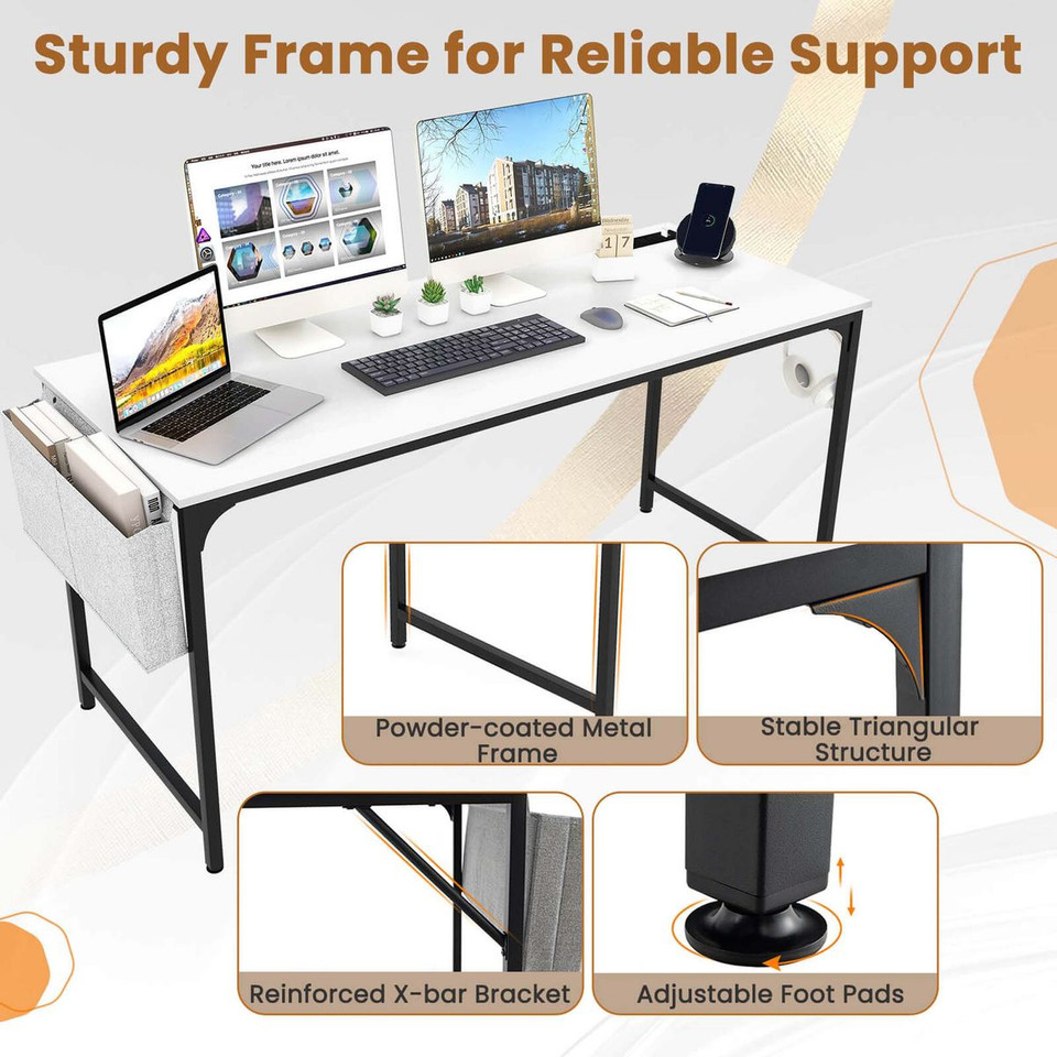 60-Inch Computer Desk with Charging Station Storage Bag product image