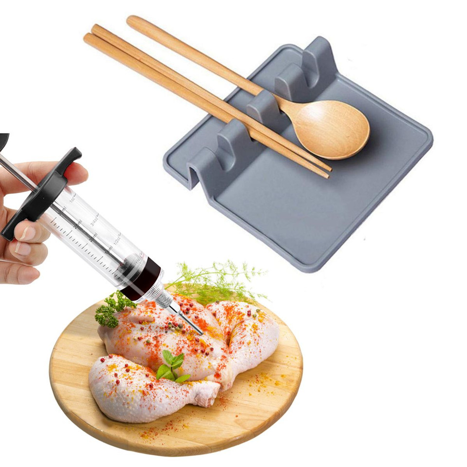FlavorMax Meat Injector & Silicone Utensil Rest Set product image