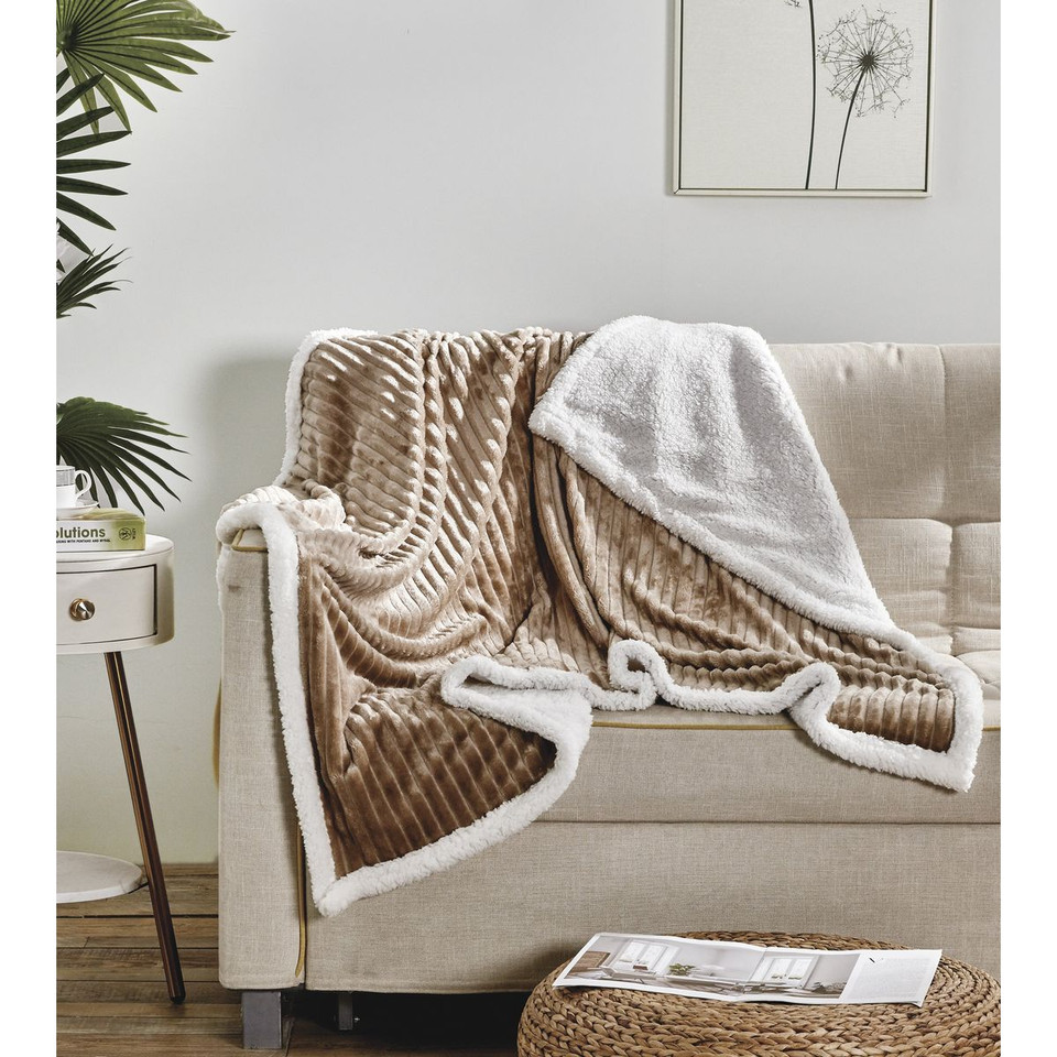50 x 60-Inch Corduroy Sherpa Reversible Throw Blanket product image
