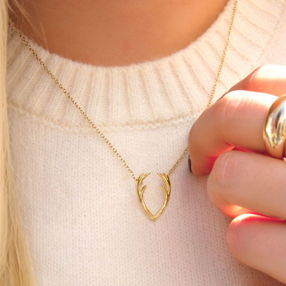 18-Inch Yellow Gold-Tone Antler Necklace product image
