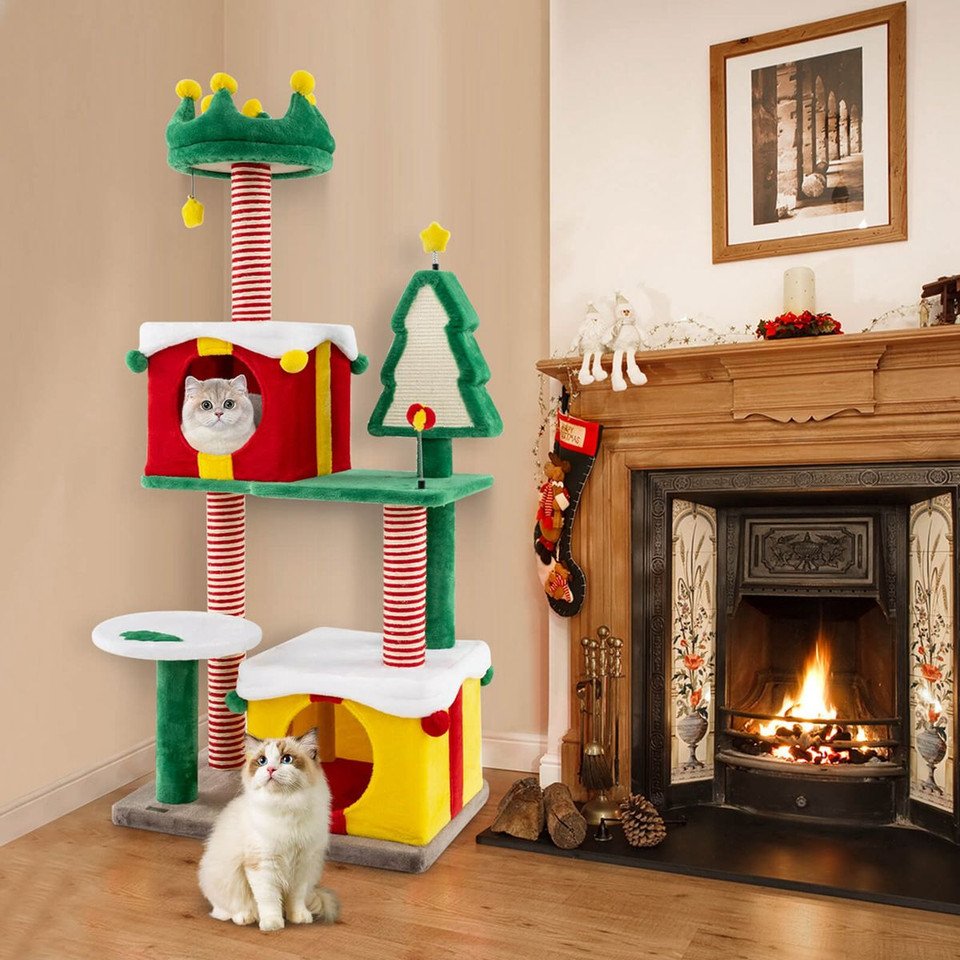 Christmas Cat Tree Tower for Indoor Cats with Scratching Posts & Carpet product image