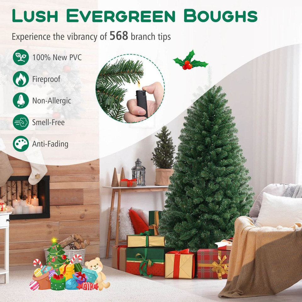 6, 7, or 8 ft Christmas Tree with Warm White LED Lights product image