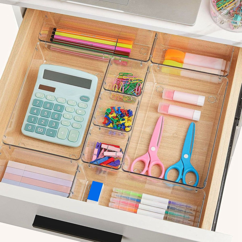 25-Piece Clear Plastic Drawer Organizers product image