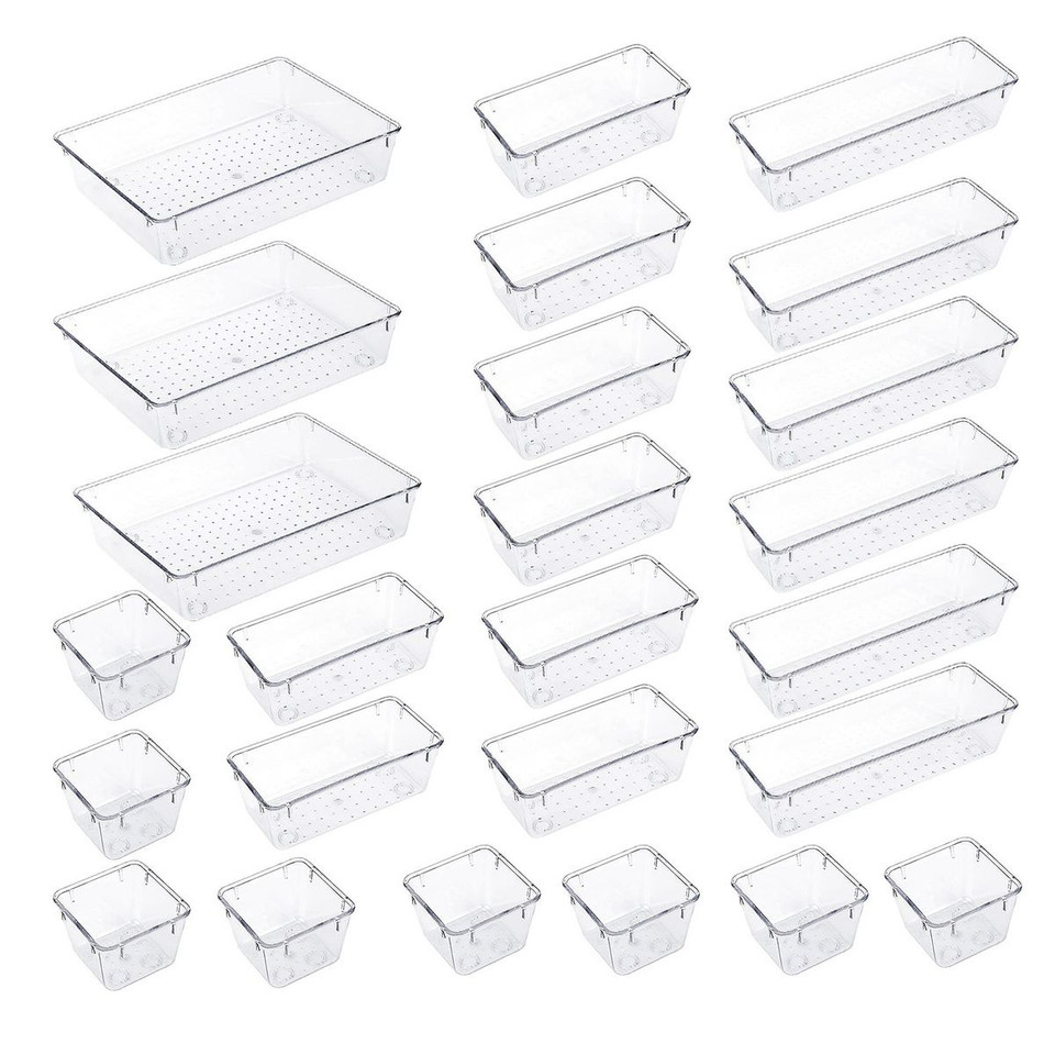 25-Piece Clear Plastic Drawer Organizers product image