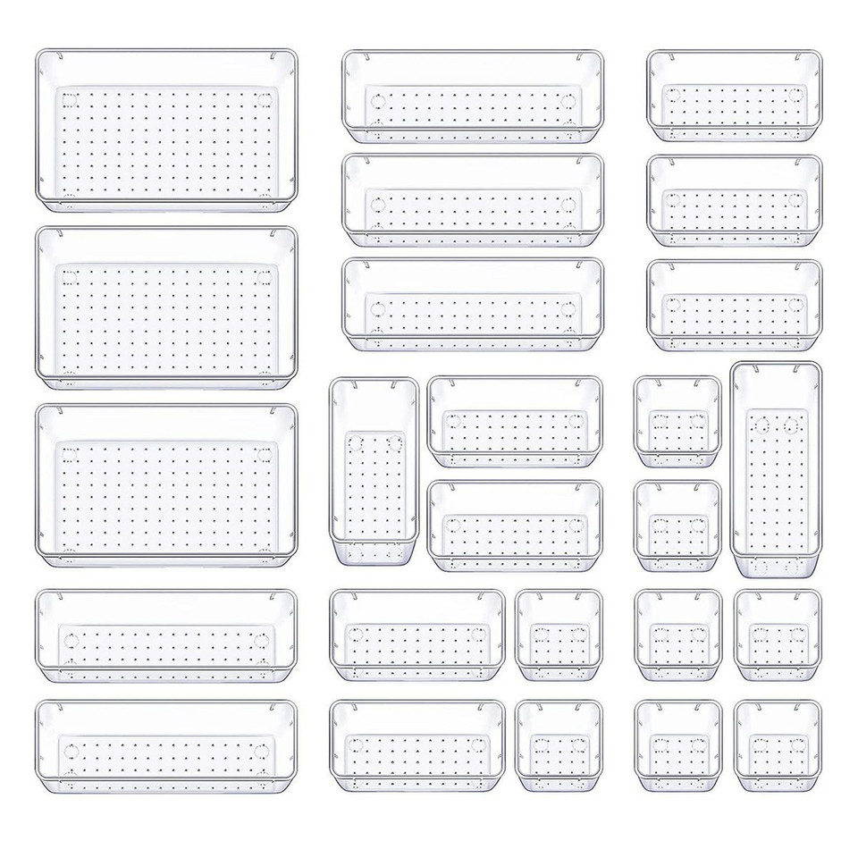 25-Piece Clear Plastic Drawer Organizers product image