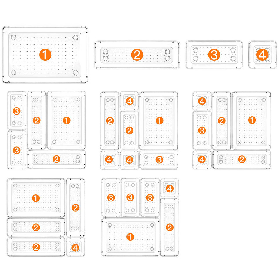 25-Piece Clear Plastic Drawer Organizers product image