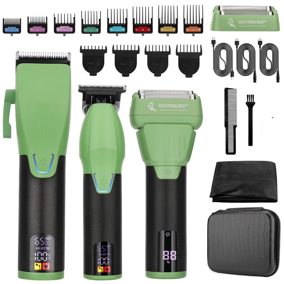Professional Hair Clippers for Men, Barber Clippers and Trimmer Set with Cordless Electric Razor and LCD Display(Green) product image