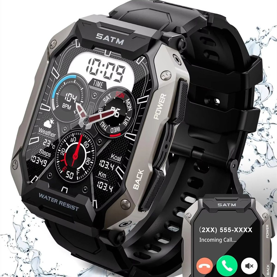 Smart Watches for Men IP68 Waterproof for Swimming, with Answer/Make Calls, Outdoor Tactical Smart Fitness Watch for Android product image