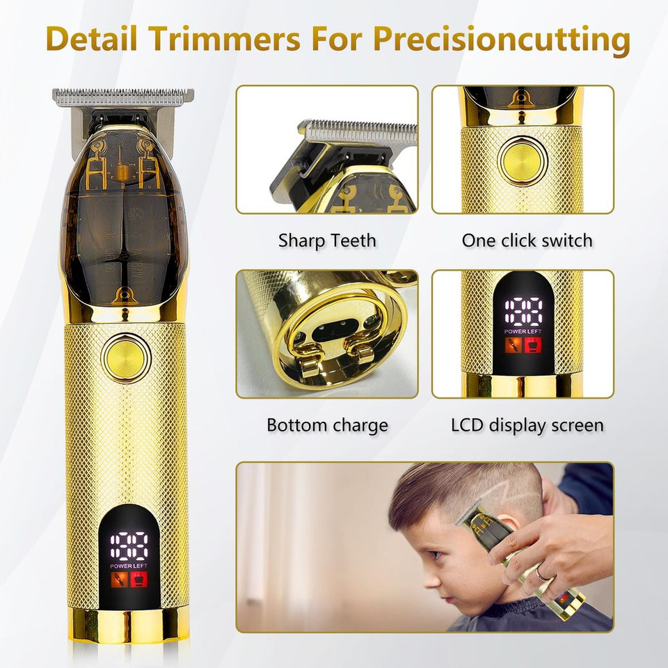 Hair Clippers for Men Professional Barber Trimmer Set Electric Cordless Foil Shavers Razor Cutting Grooming Kit(Gold) product image