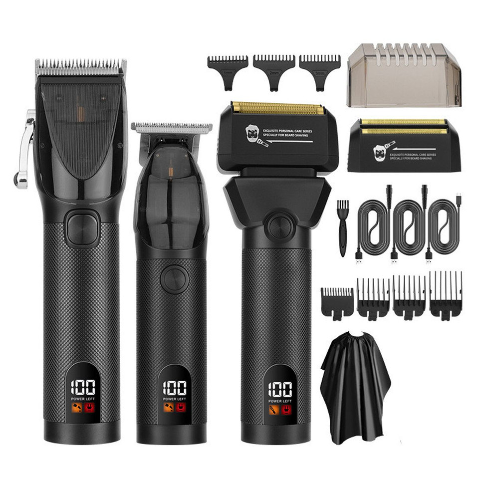 Hair Clippers for Men Professional Barber Trimmer Set Electric Cordless Foil Shavers Razor Cutting Grooming Kit(Black) product image