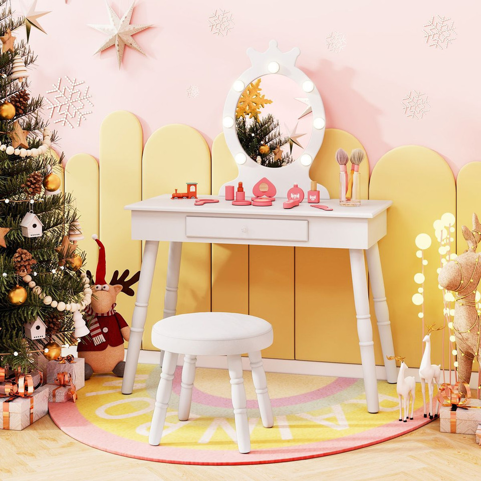 Princess Vanity Table and Chair Set with Lighted Mirror product image