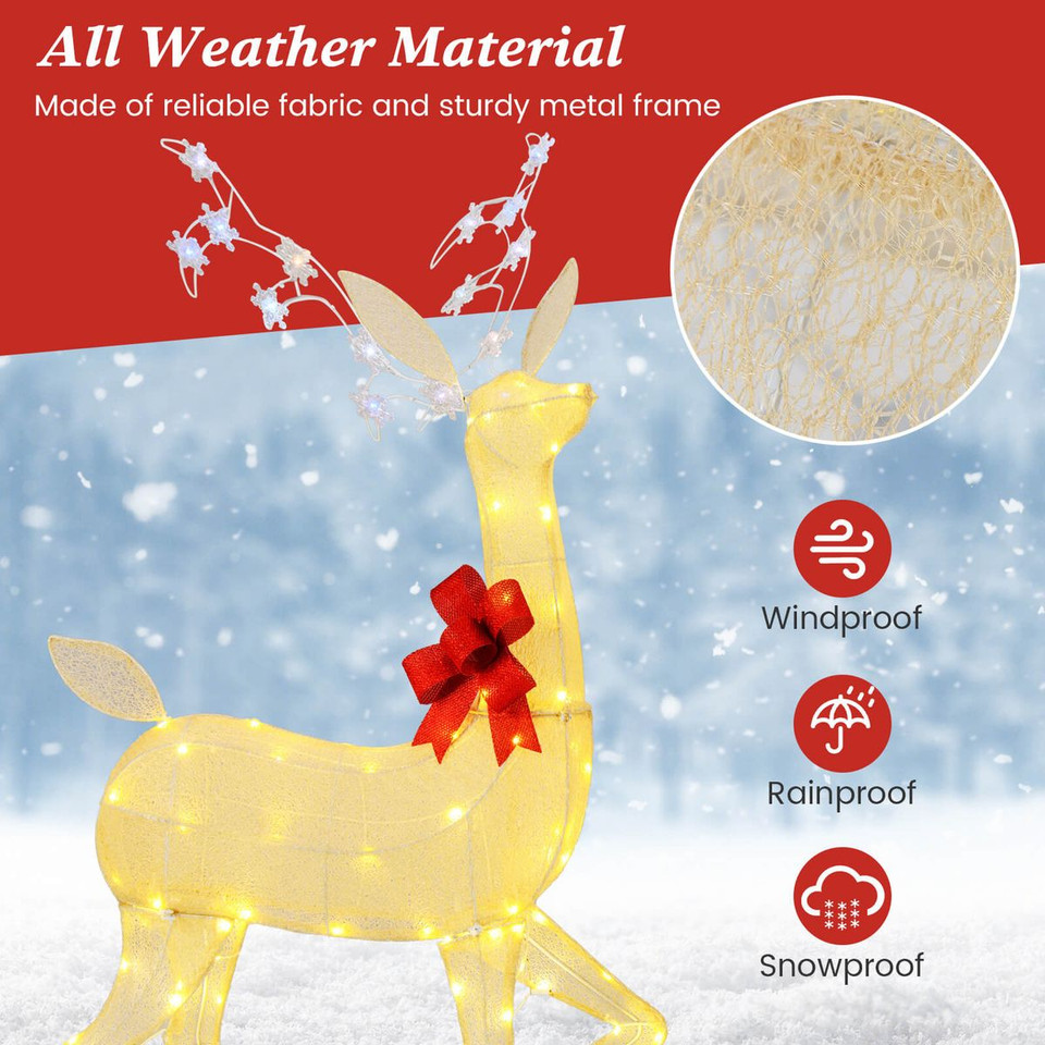 3-Pieces Lighted Family Deer Set  product image