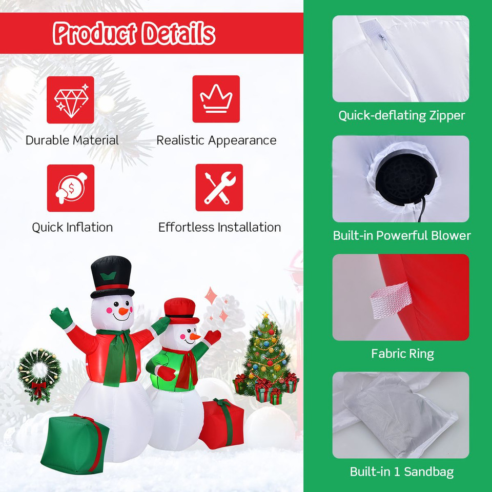 6ft Inflatable Snowmen Christmas Decoration product image