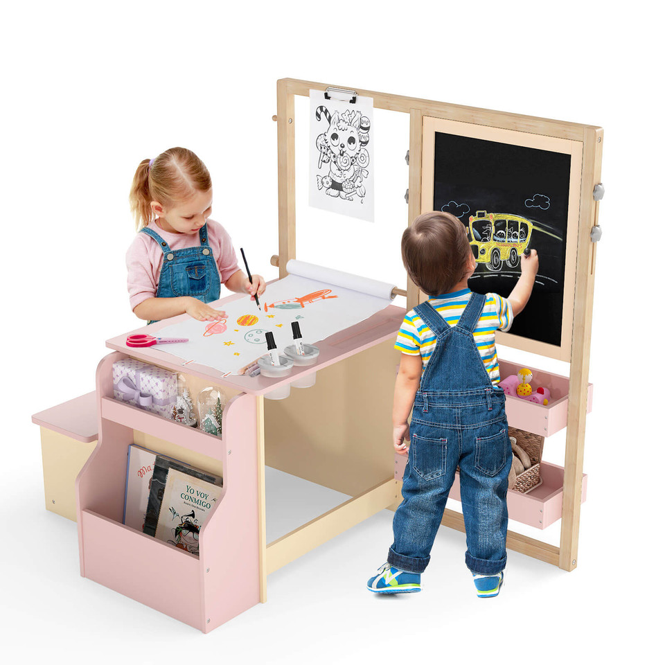 Kids' Art Center Wooden Table Bench Set product image