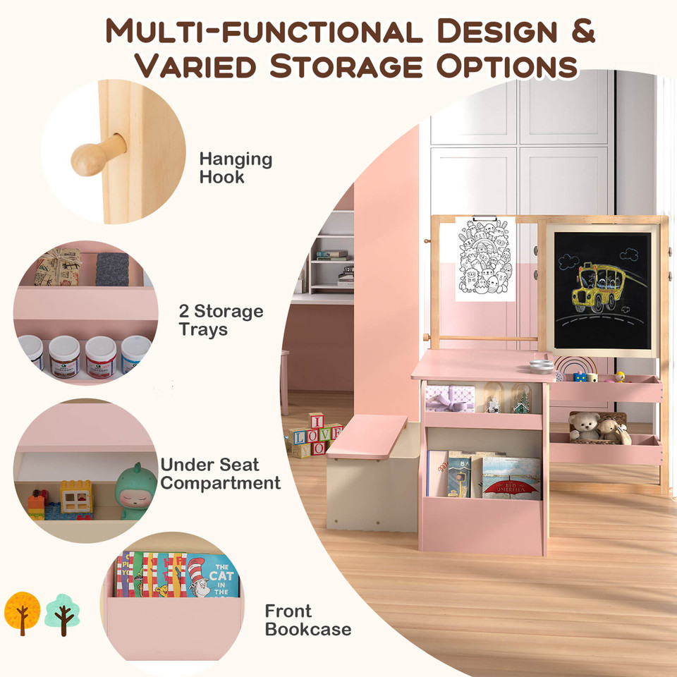 Kids' Art Center Wooden Table Bench Set product image