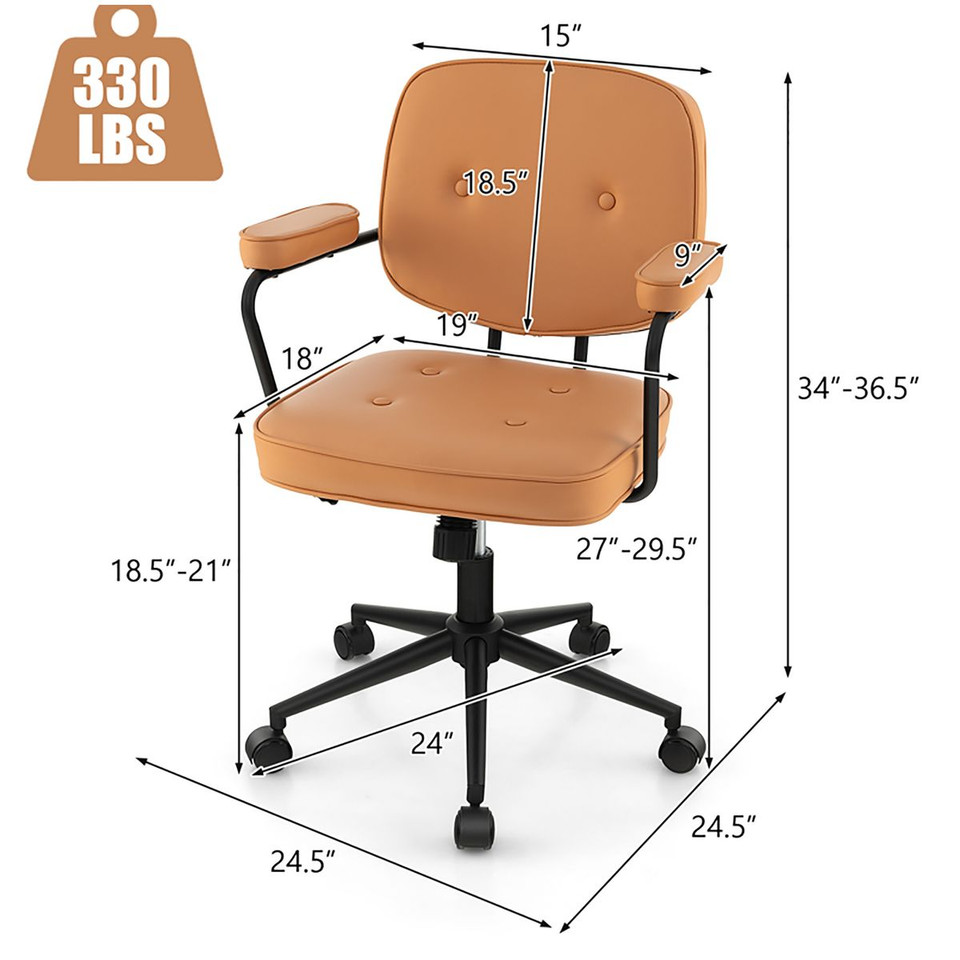 PU Leather Office Chair with Rocking Backrest and Ergonomic Armrest product image