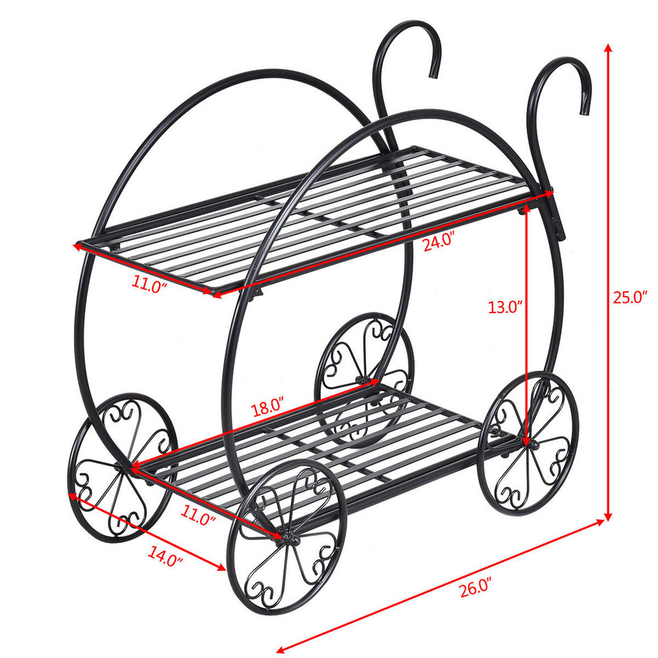 Heavy-Duty Metal Flower Cart Plant Stand product image
