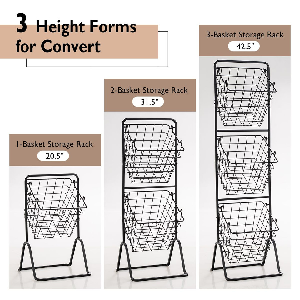 3-Tier Wire Basket Stand Storage Organizer product image
