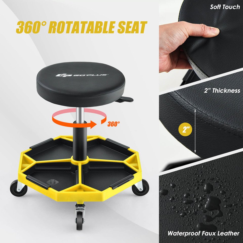 330-Pound Capacity Pneumatic Rolling Mechanic Stool with Padded Seat product image