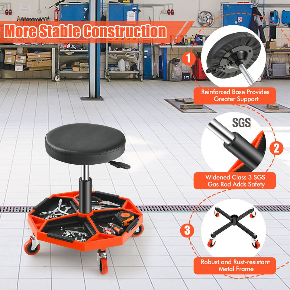 330-Pound Capacity Pneumatic Rolling Mechanic Stool with Padded Seat product image