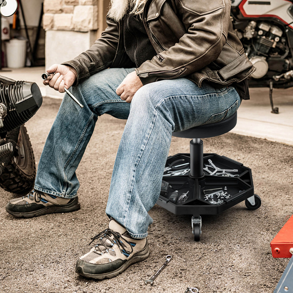 330-Pound Capacity Pneumatic Rolling Mechanic Stool with Padded Seat product image