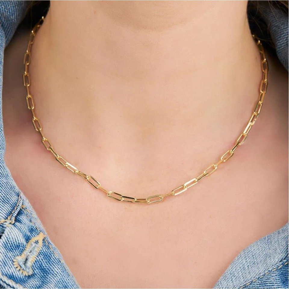 18/20/24-Inch 18K Gold Paperclip Link Chain Necklace product image